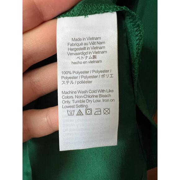 NWT J. Crew Women's Puff Long Sleeve Keyhole Drapey Crepe Blouse Green Size ST - Picture 9 of 12